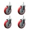 Service Caster 5 Inch Red Polyurethane Wheel Swivel 58 Inch Threaded Stem Caster Set Service Caster SCC-TS20S514-PPUB-RED-58212-4 - alternate 1